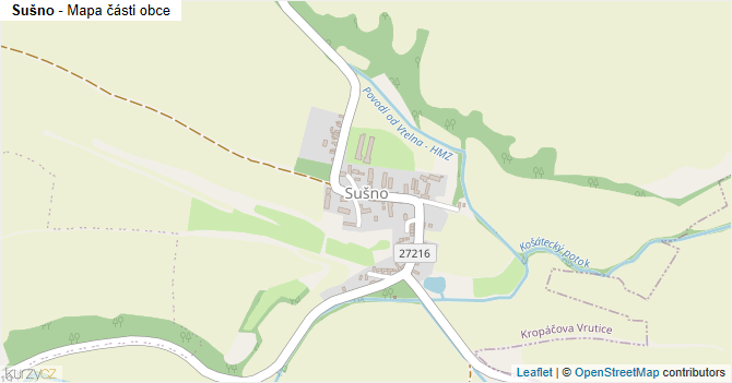 Sušno - mapa části obce