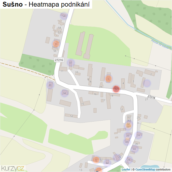 Mapa Sušno - Firmy v části obce.