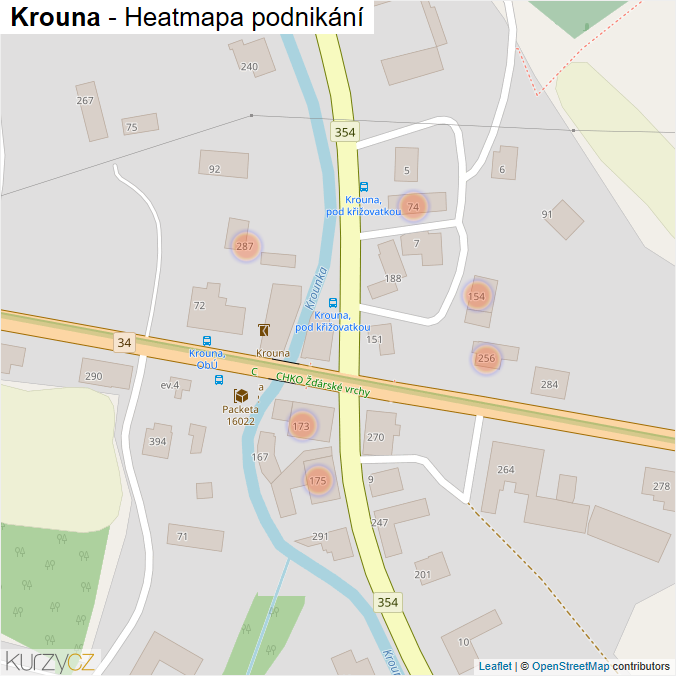 Mapa Krouna - Firmy v obci.