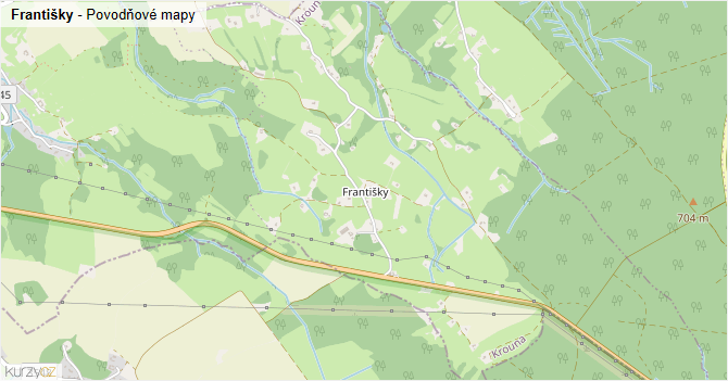 Františky - záplavové mapy stoleté vody
