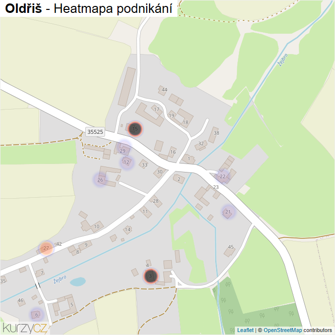 Mapa Oldřiš - Firmy v části obce.
