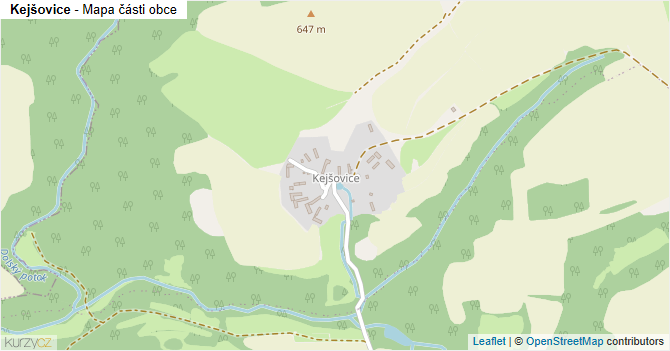 Kejšovice - mapa části obce