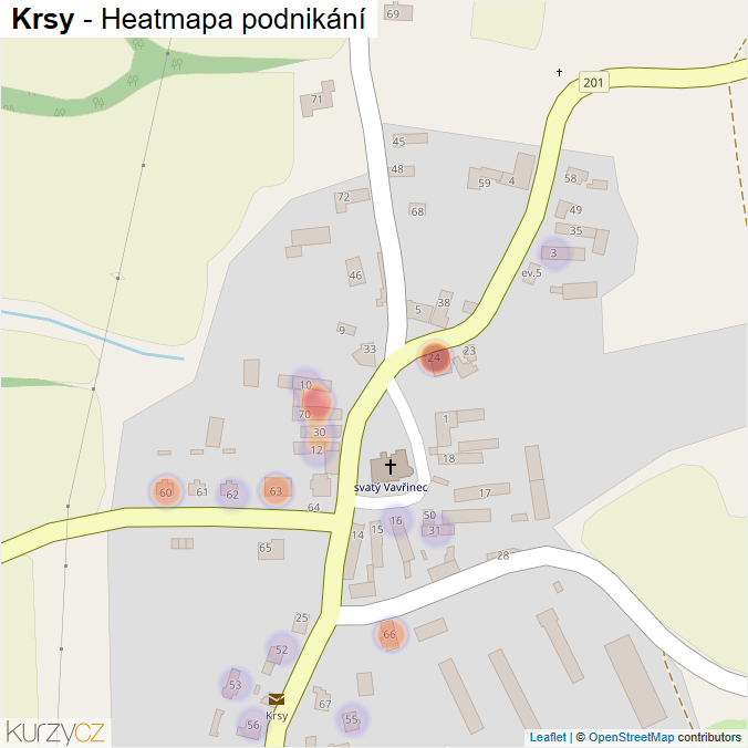 Mapa Krsy - Firmy v části obce.