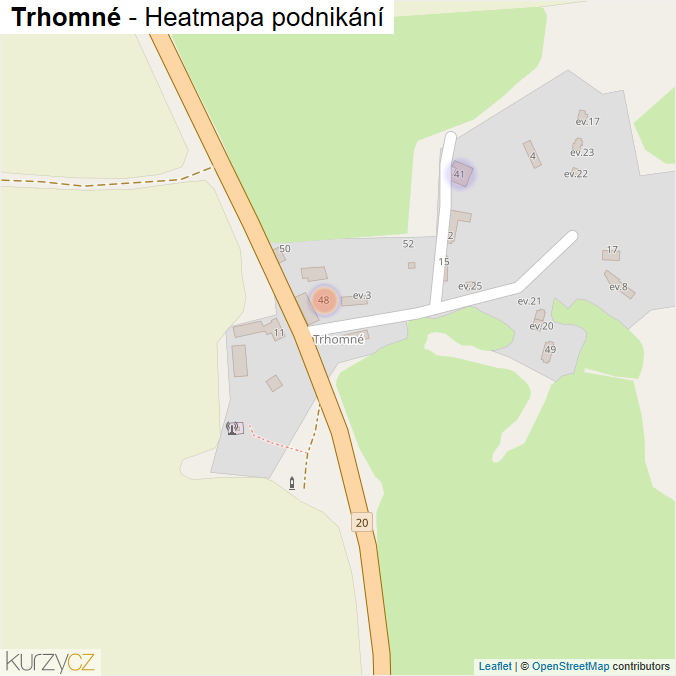 Mapa Trhomné - Firmy v části obce.