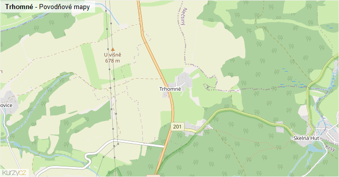 Trhomné - záplavové mapy stoleté vody