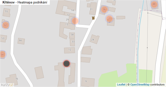 Křtěnov - mapa podnikání