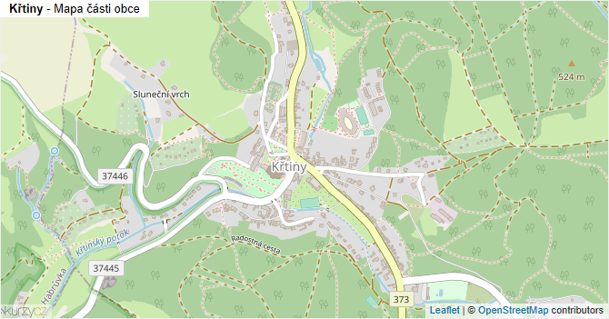 Křtiny - mapa části obce