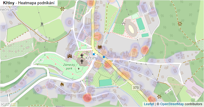 Křtiny - mapa podnikání