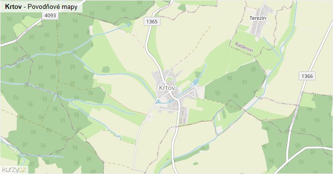 Krtov - záplavové mapy stoleté vody