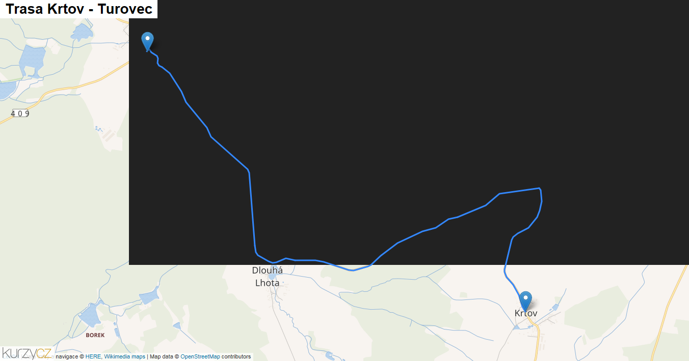 Krtov-Turovec, mapa trasy
