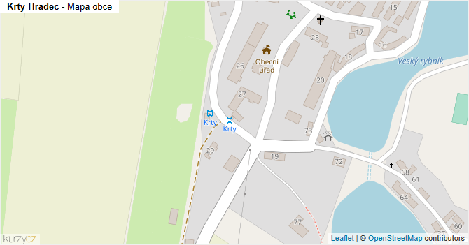 Krty-Hradec - mapa obce