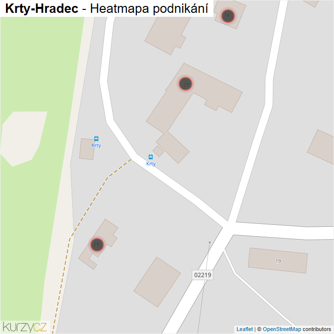 Mapa Krty-Hradec - Firmy v obci.