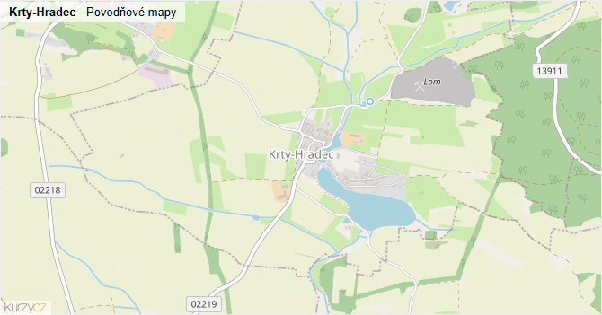 Krty-Hradec - záplavové mapy stoleté vody