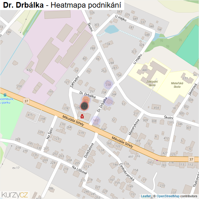 Mapa Dr. Drbálka - Firmy v ulici.