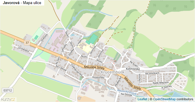 Javorová - mapa ulice