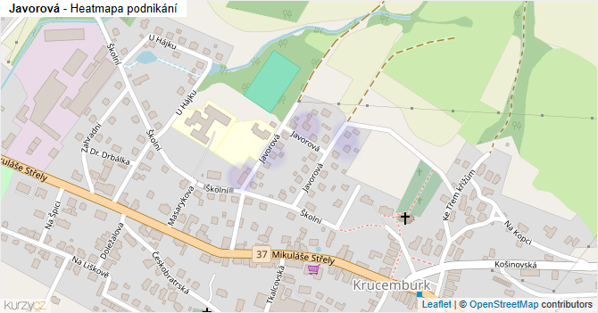 Javorová - mapa podnikání