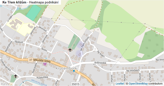 Ke Třem křížům - mapa podnikání
