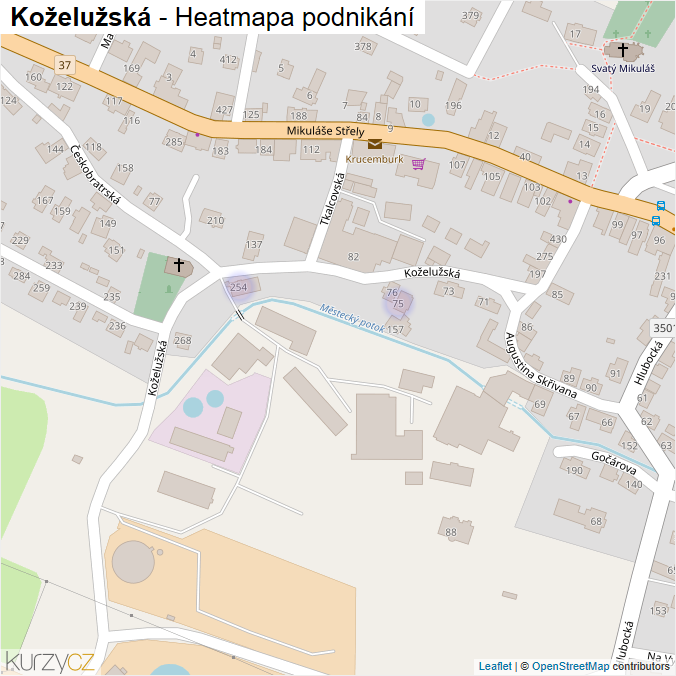 Mapa Koželužská - Firmy v ulici.