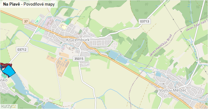Na Piavě - záplavové mapy stoleté vody
