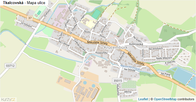Tkalcovská - mapa ulice