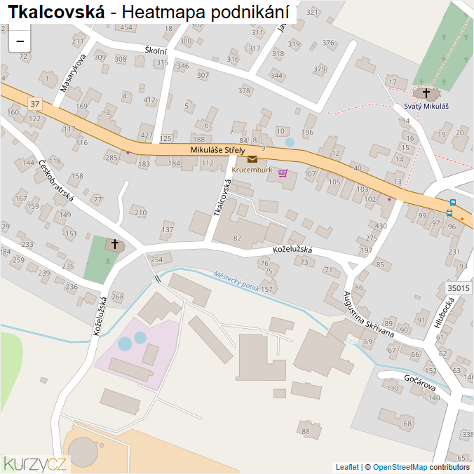 Mapa Tkalcovská - Firmy v ulici.