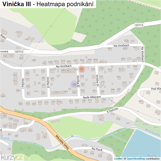 Mapa Vinička III - Firmy v ulici.