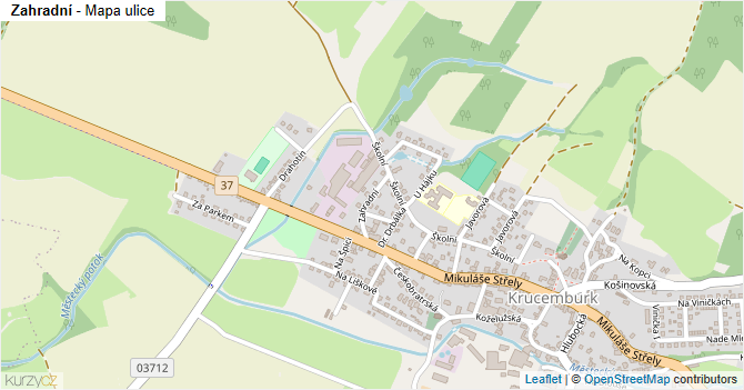 Zahradní - mapa ulice