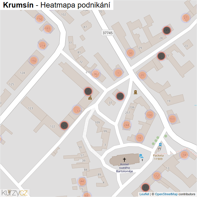Mapa Krumsín - Firmy v obci.