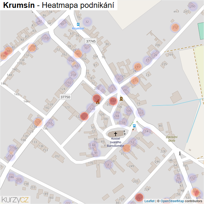 Mapa Krumsín - Firmy v části obce.