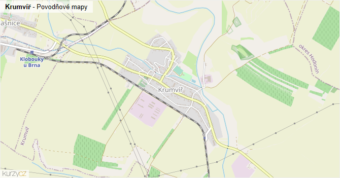 Krumvíř - záplavové mapy stoleté vody