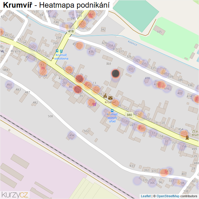 Mapa Krumvíř - Firmy v části obce.