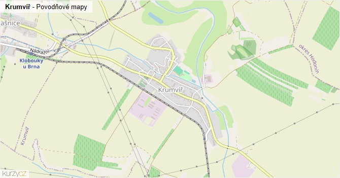 Krumvíř - záplavové mapy stoleté vody
