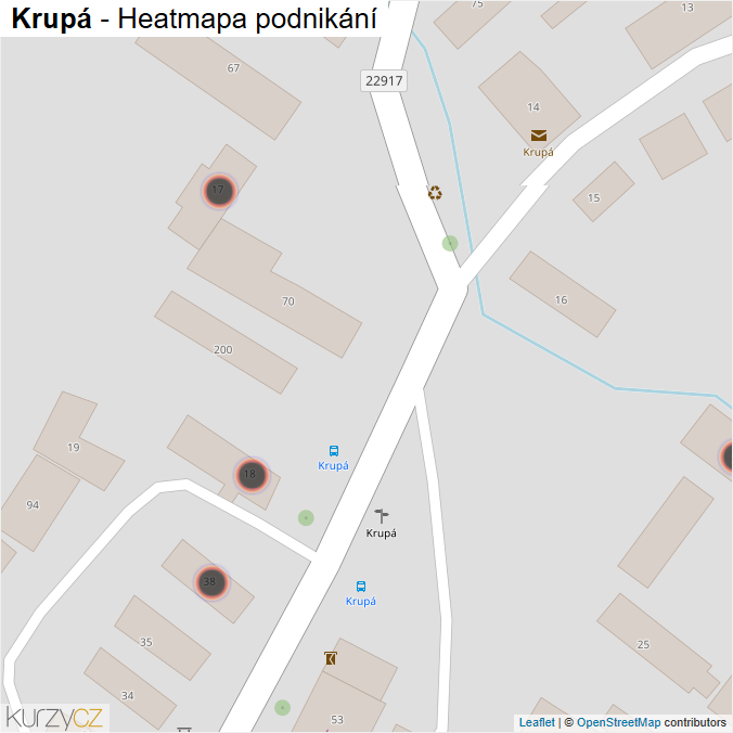 Mapa Krupá - Firmy v obci.