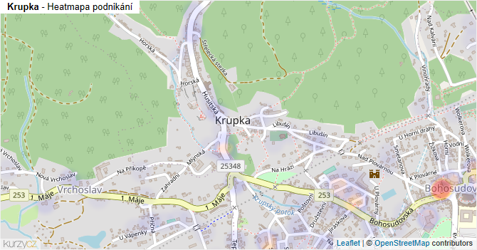 Krupka - mapa podnikání