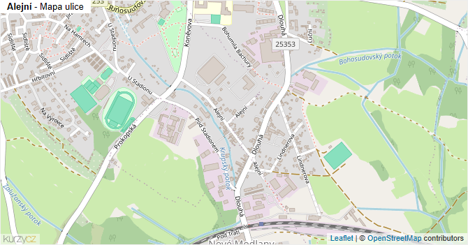 Alejní - mapa ulice