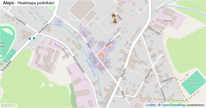 Alejní - mapa podnikání