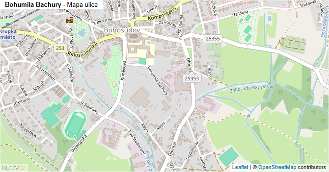 Bohumila Bachury - mapa ulice