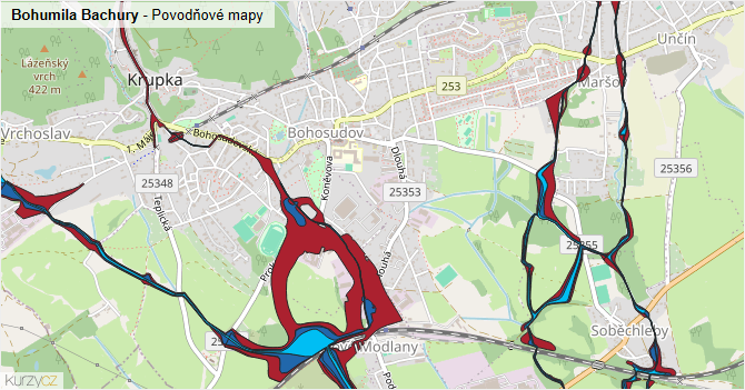 Bohumila Bachury - záplavové mapy stoleté vody
