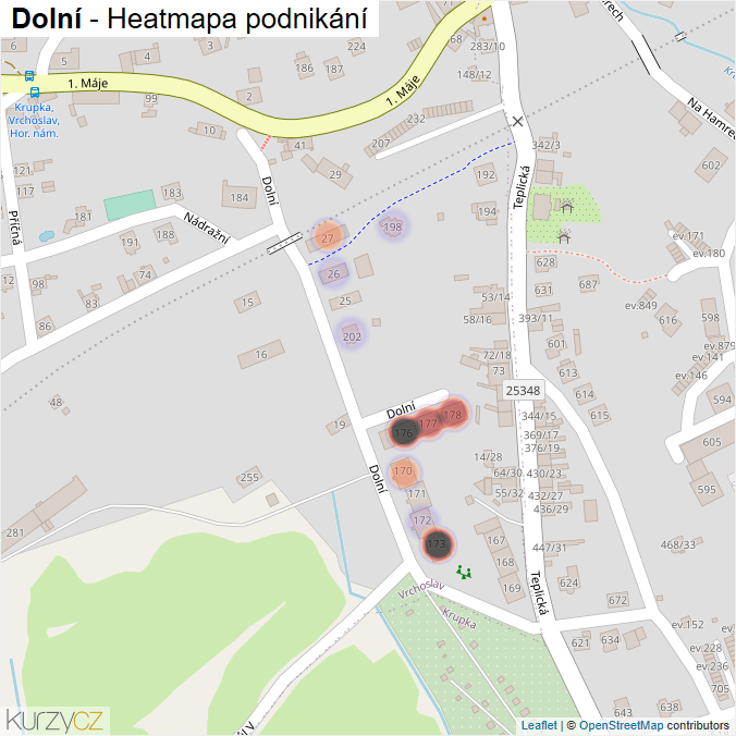 Mapa Dolní - Firmy v ulici.