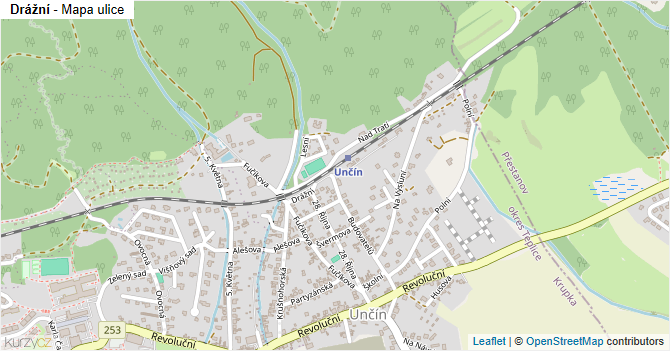 Drážní - mapa ulice