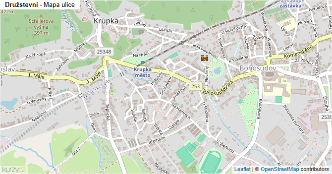 Družstevní - mapa ulice