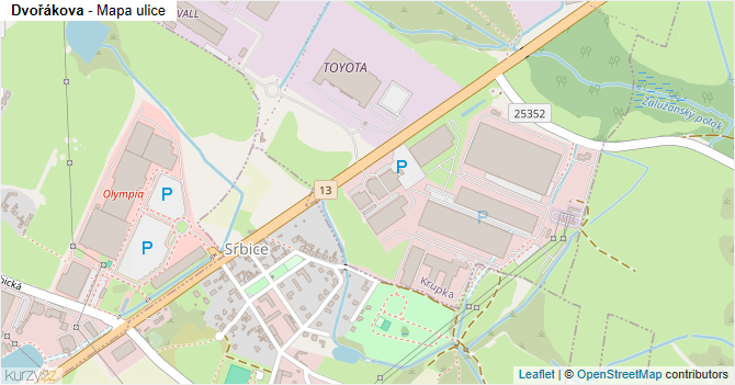 Dvořákova - mapa ulice