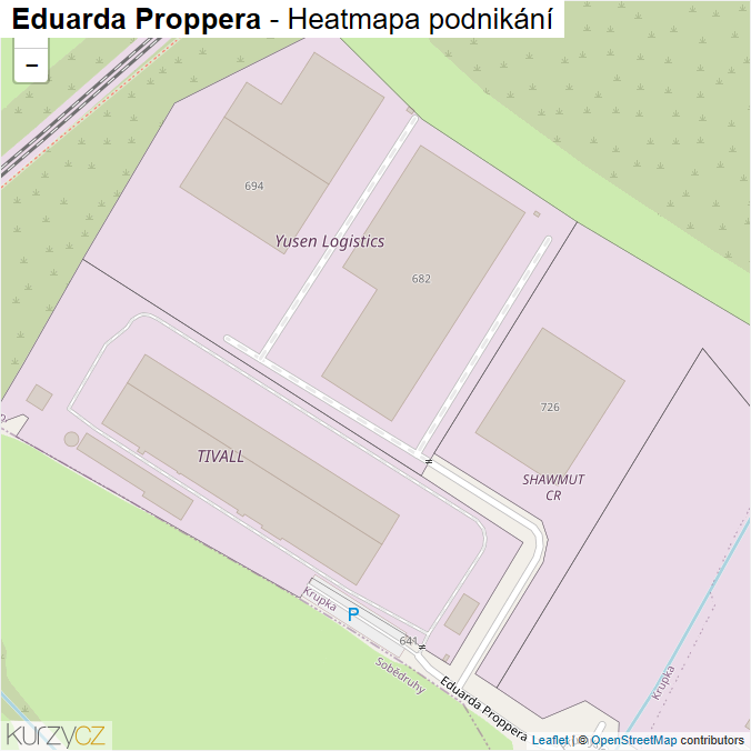Mapa Eduarda Proppera - Firmy v ulici.