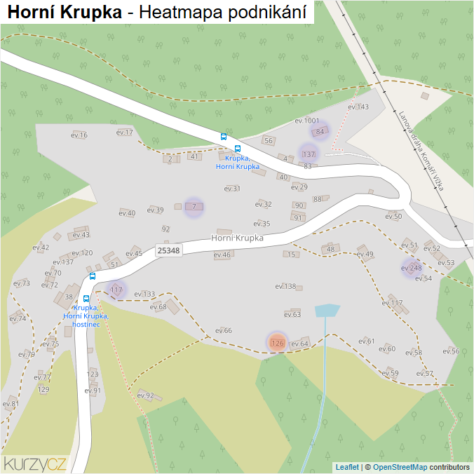 Mapa Horní Krupka - Firmy v části obce.
