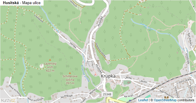 Husitská - mapa ulice