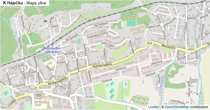 K Háječku - mapa ulice