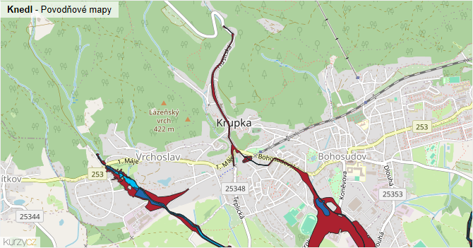 Knedl - záplavové mapy stoleté vody