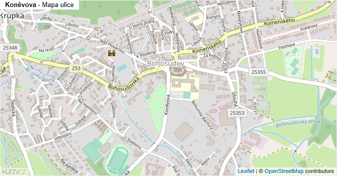 Koněvova - mapa ulice