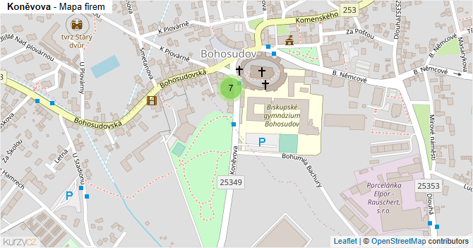 Koněvova - mapa firem