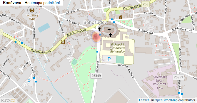 Koněvova - mapa podnikání